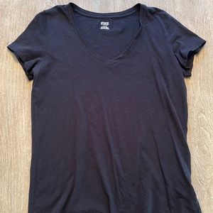 PINK Victoria's Secret V Neck Short Sleeve T Shirt Black Medium
